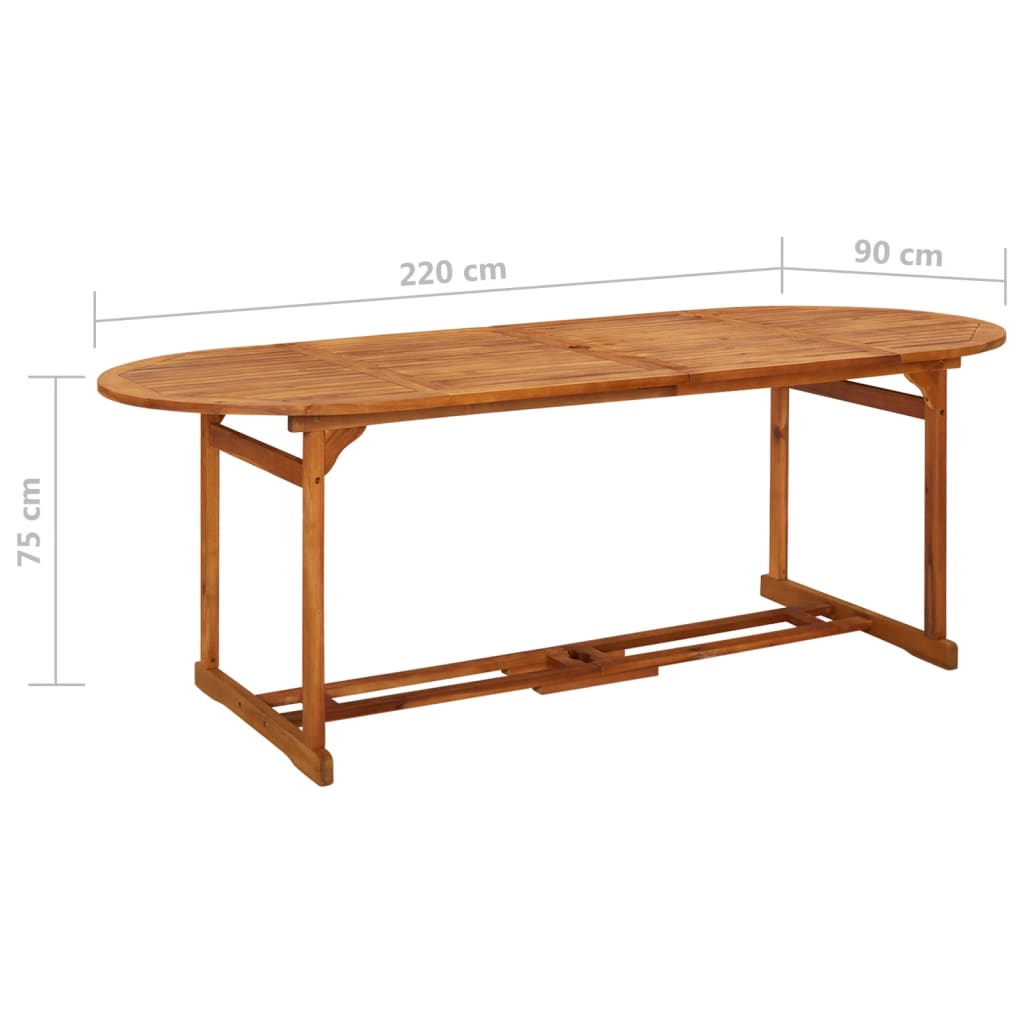 vidaXL Mesa de jantar p/ jardim 220x90x75 cm madeira de acácia maciça