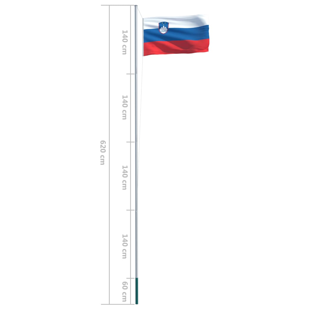 vidaXL Bandeira da Eslovénia com mastro de alumínio 6,2 m