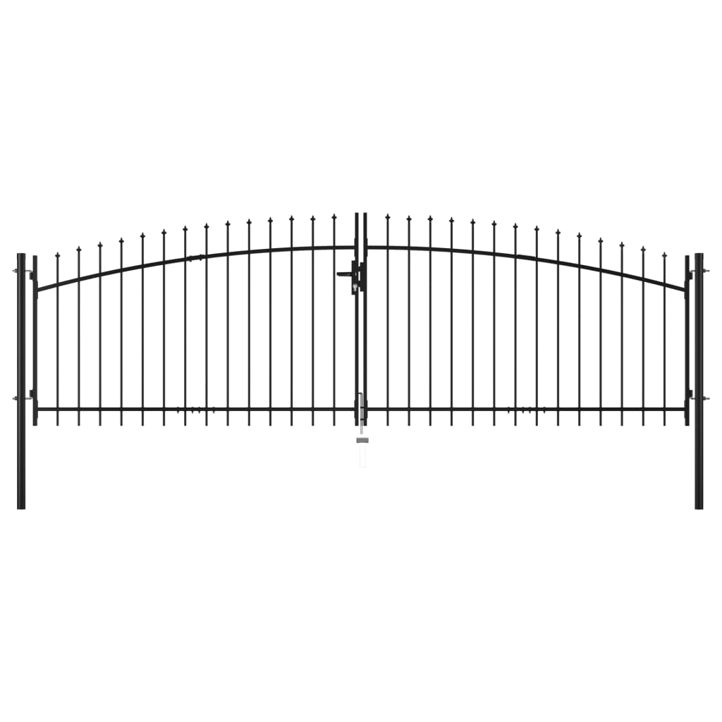 vidaXL Portão de cerca com porta dupla e topo em lanças 400x175 cm