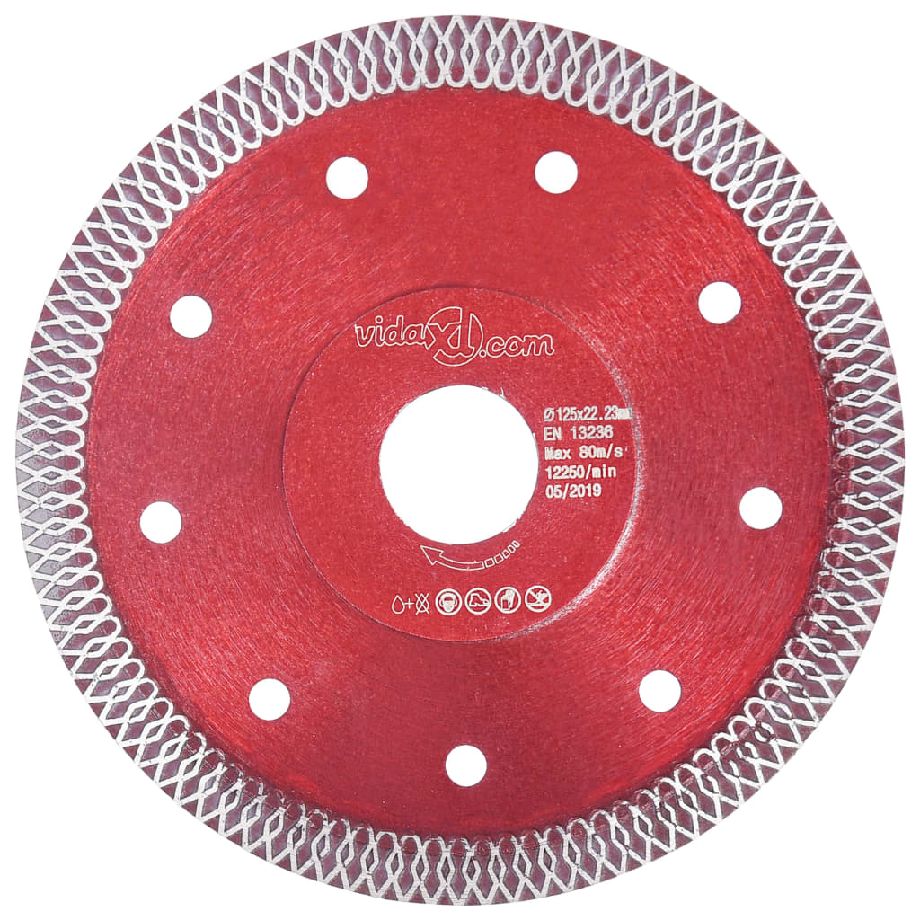 vidaXL Disco de corte de diamante com orifício 125 mm aço