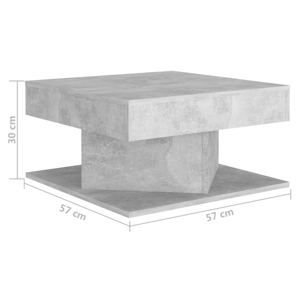 vidaXL Mesa de centro 57x57x30 cm contraplacado cinzento cimento