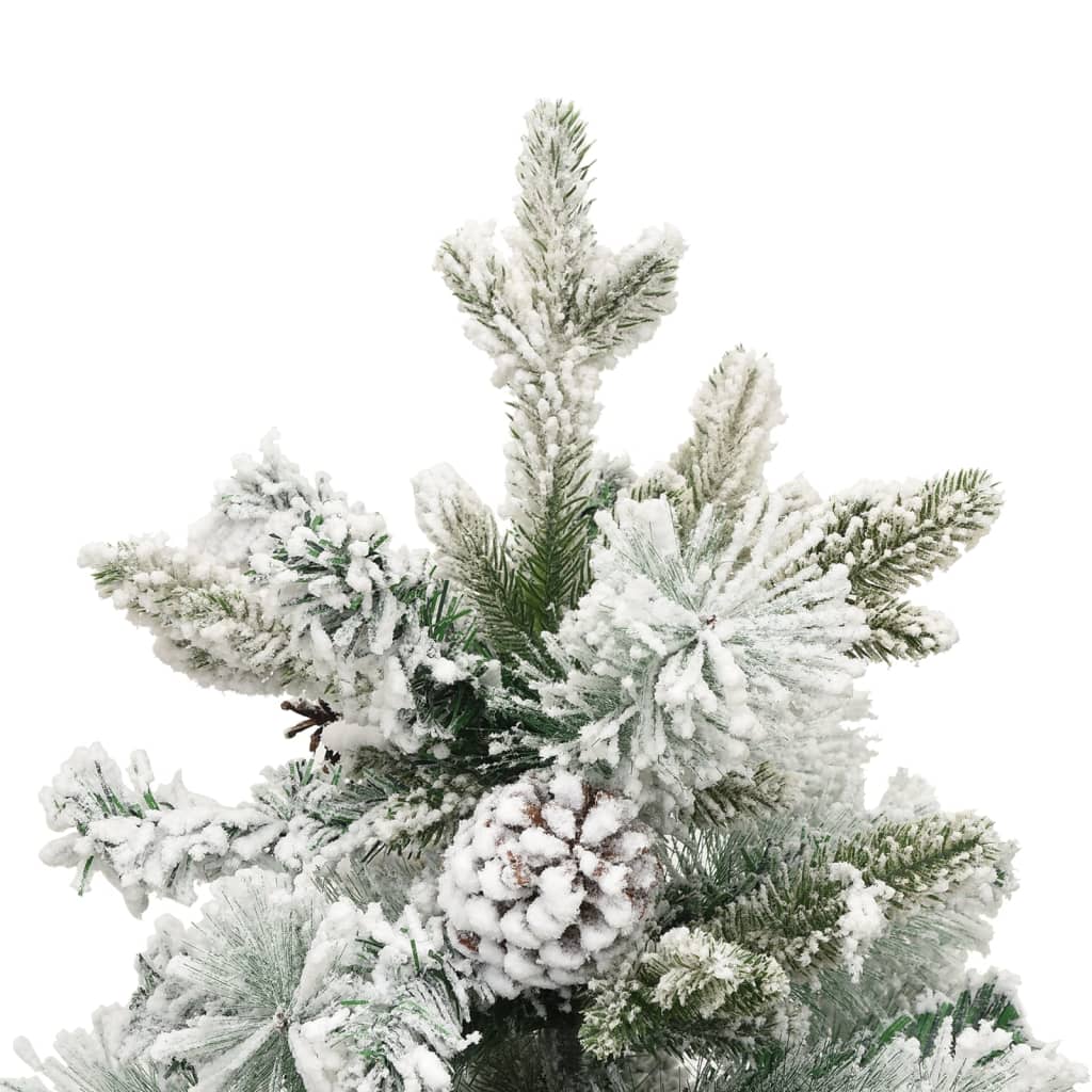 vidaXL Árvore de Natal pré-iluminada c/ flocos neve e pinhas PVC/PE