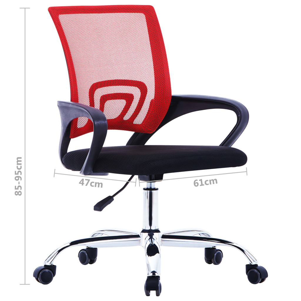 vidaXL Cadeira de escritório com encosto em malha tecido vermelho