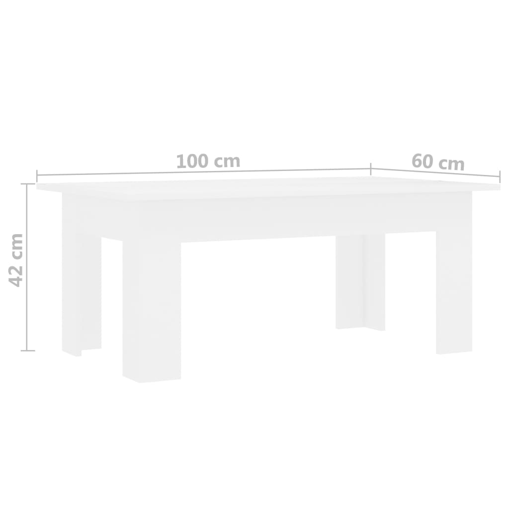 vidaXL Mesa de centro 100x60x42 cm contraplacado branco