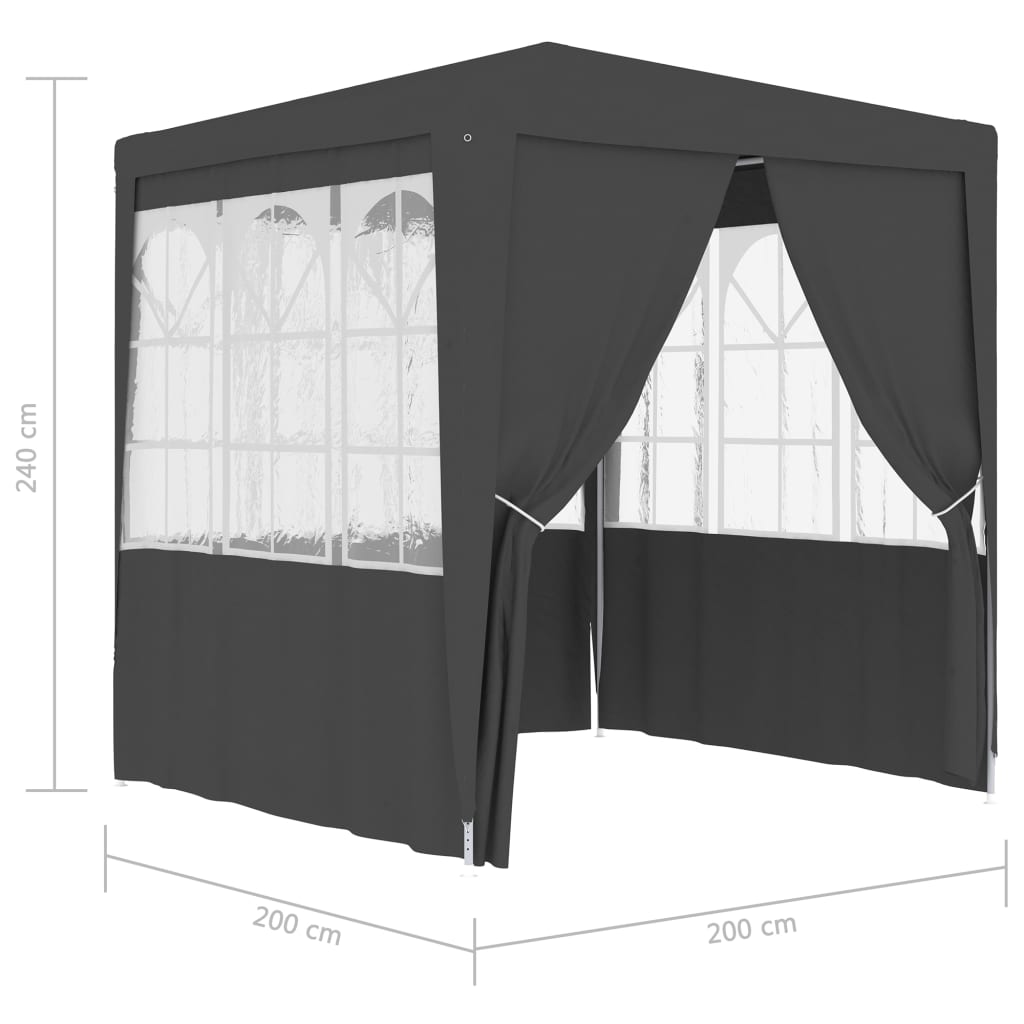 vidaXL Tenda festas com paredes laterais 2x2m 90g/m² antracite