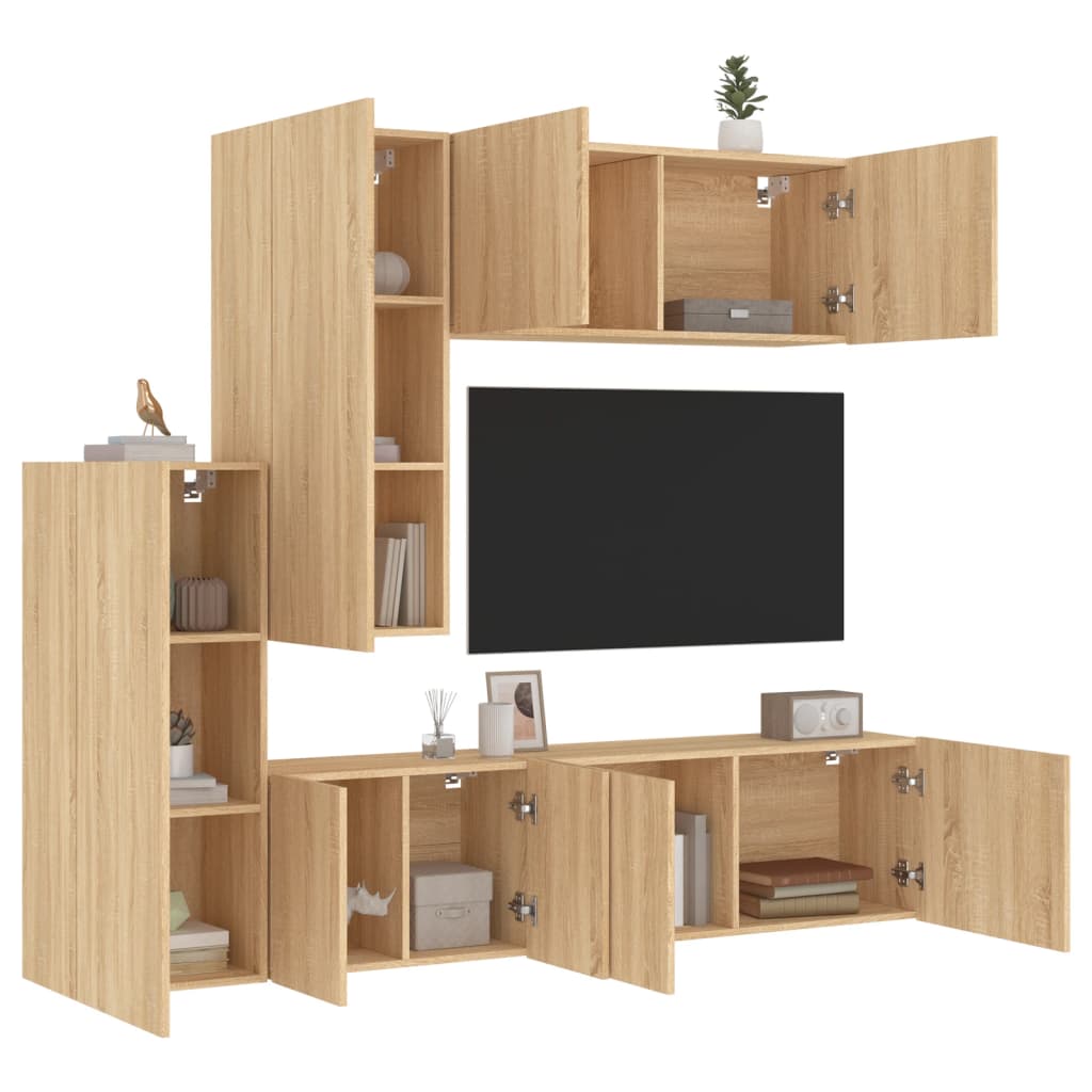vidaXL 5 pcs móveis de parede p/ TV derivados madeira carvalho sonoma