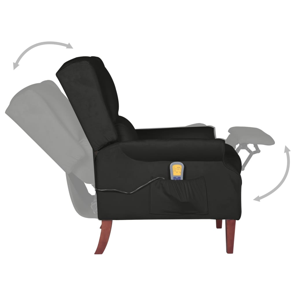 vidaXL Poltrona de massagens reclinável veludo preto