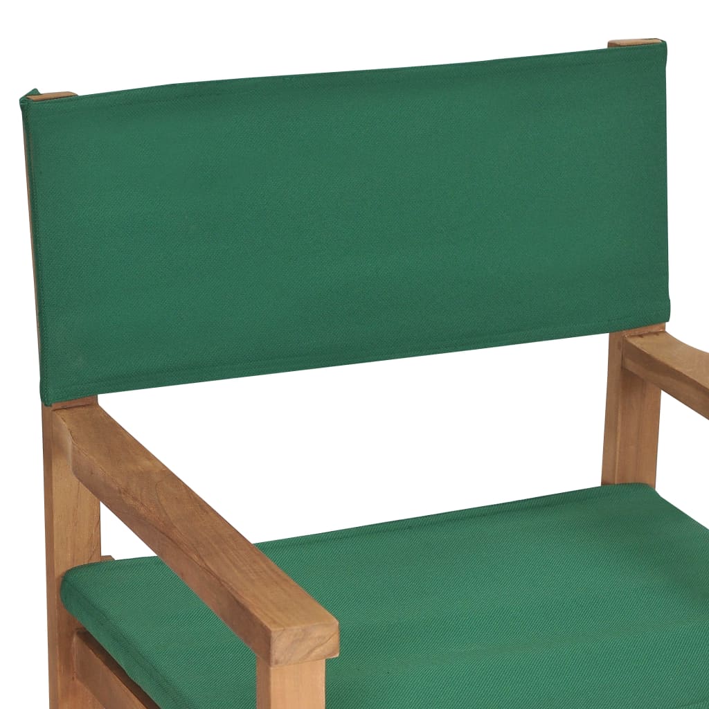 vidaXL Cadeira de realizador em madeira de teca maciça verde