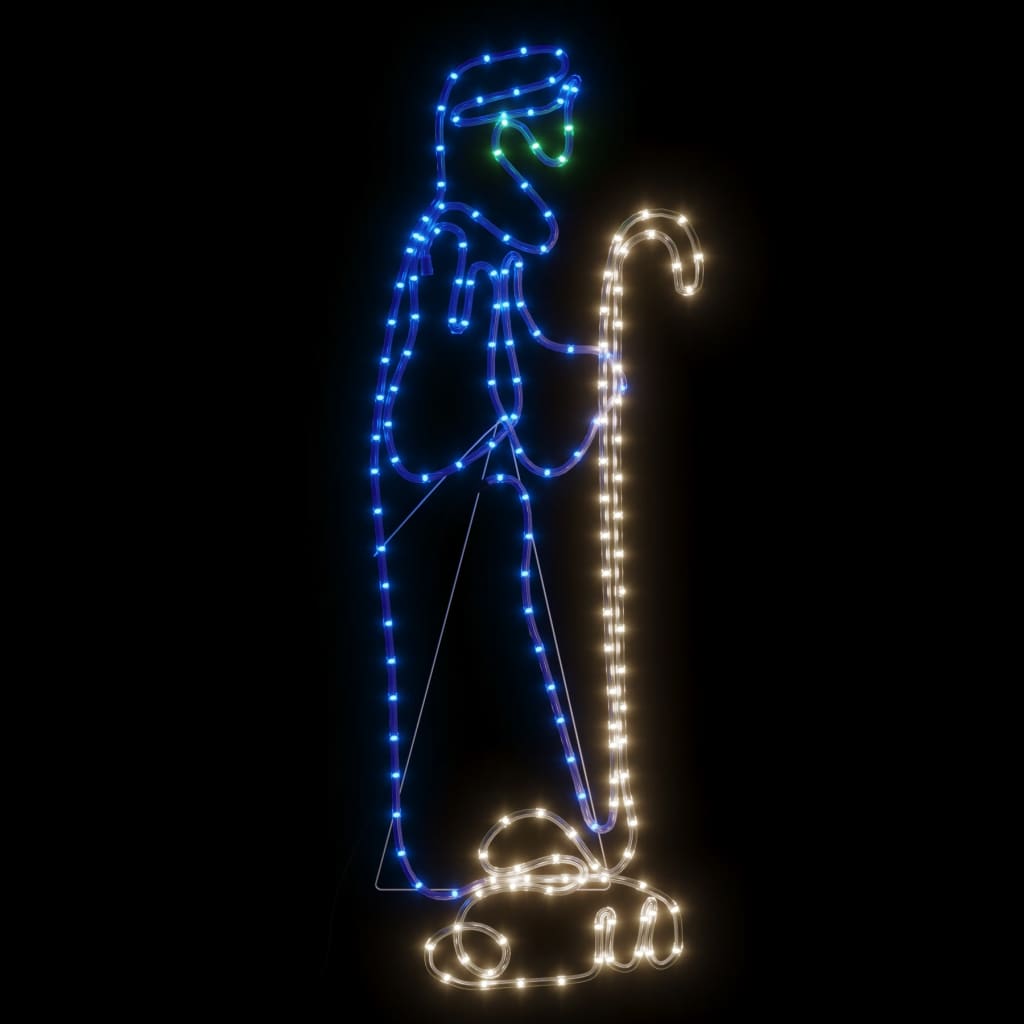 vidaXL Figura natalícia de pastor e cordeiro com 168 LEDs 102,5x35 cm