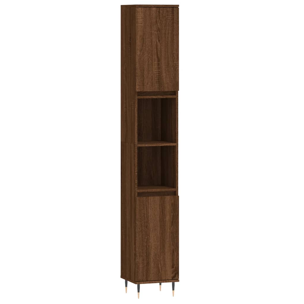 vidaXL 3 pcs conjunto móveis WC derivados de madeira carvalho castanho