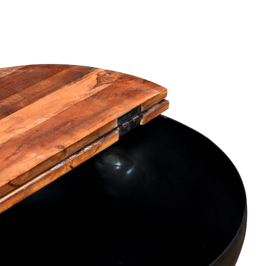 vidaXL Conj. mesas centro 2 pcs madeira reciclada preto forma tigela
