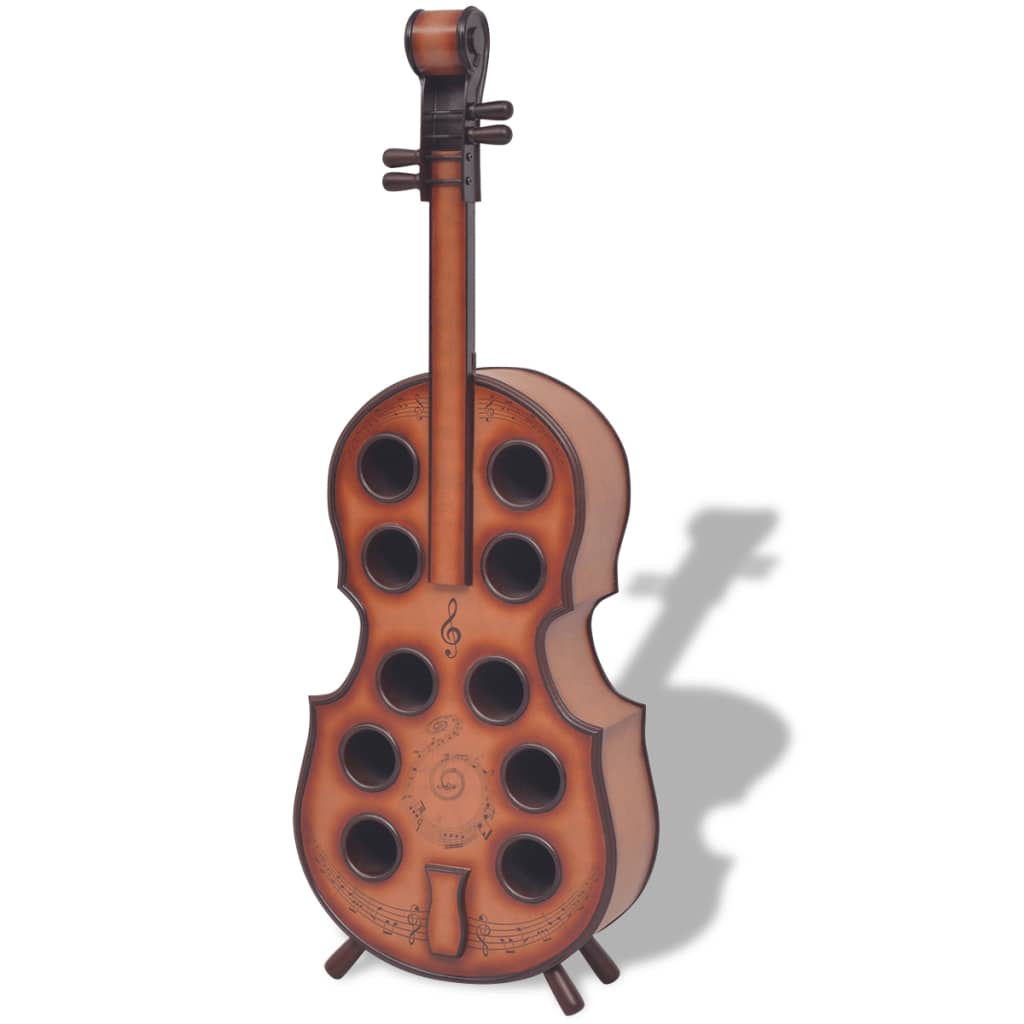 vidaXL Garrafeira em forma de violino 10 garrafas castanho