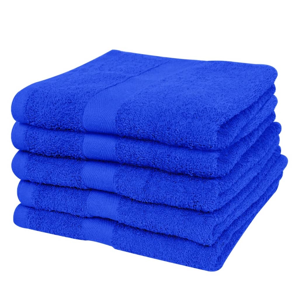 vidaXL Conjunto toalhas mão 5pcs algodão 500g 50x100cm azul real
