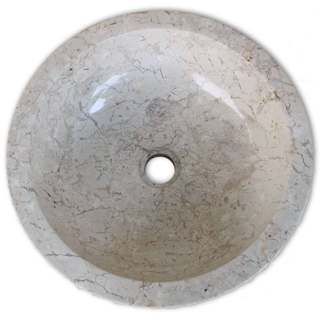 vidaXL Lavatório em mármore 40 cm creme