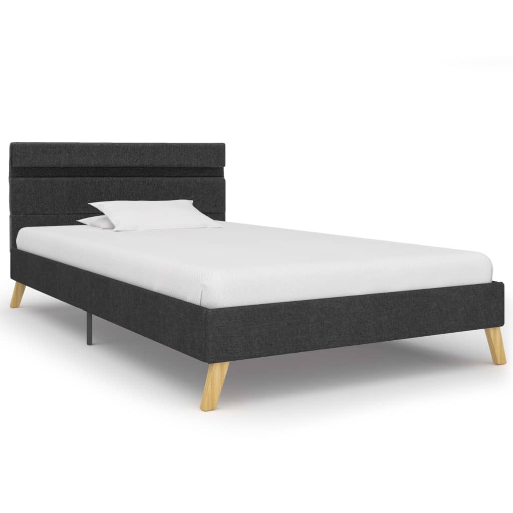 vidaXL Estrutura de cama com LED 100x200 cm tecido cinzento-escuro
