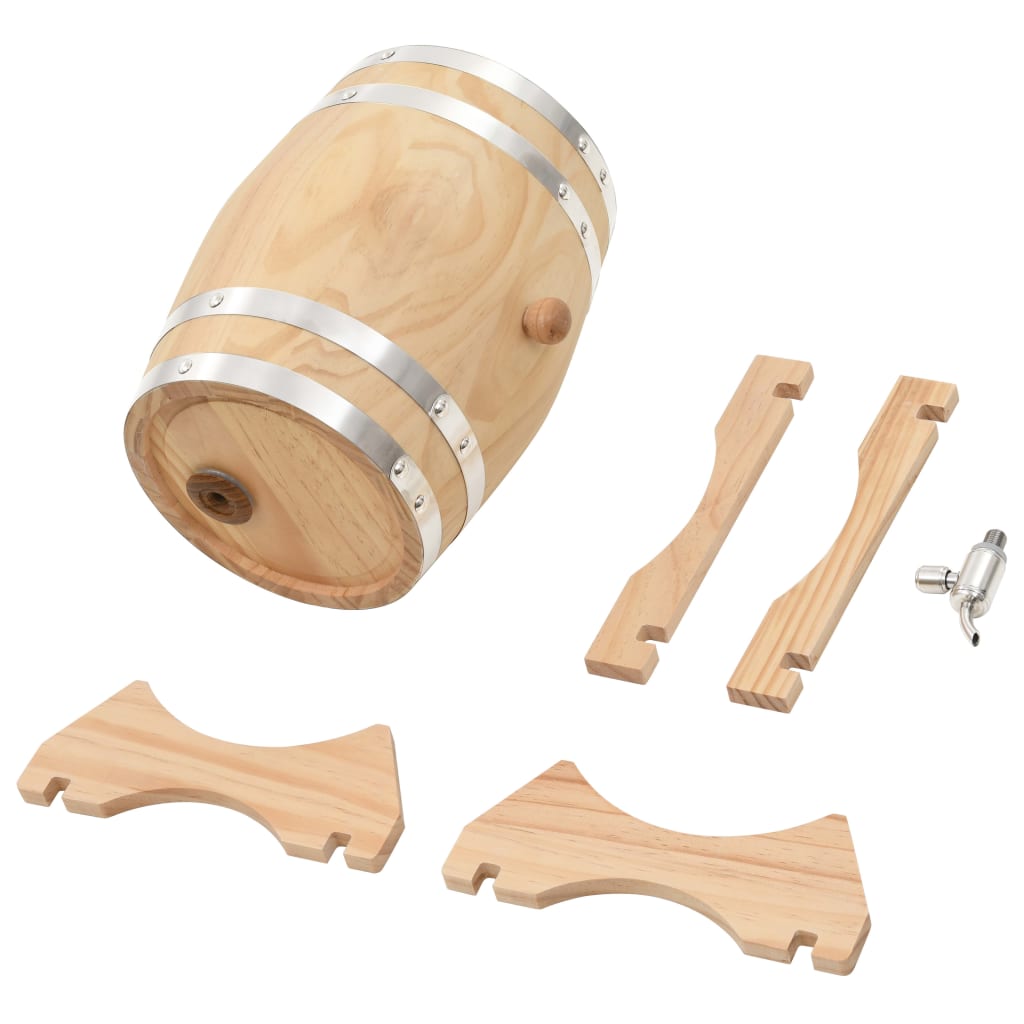 vidaXL Barril de vinho com torneira em madeira de pinho maciça 12 L