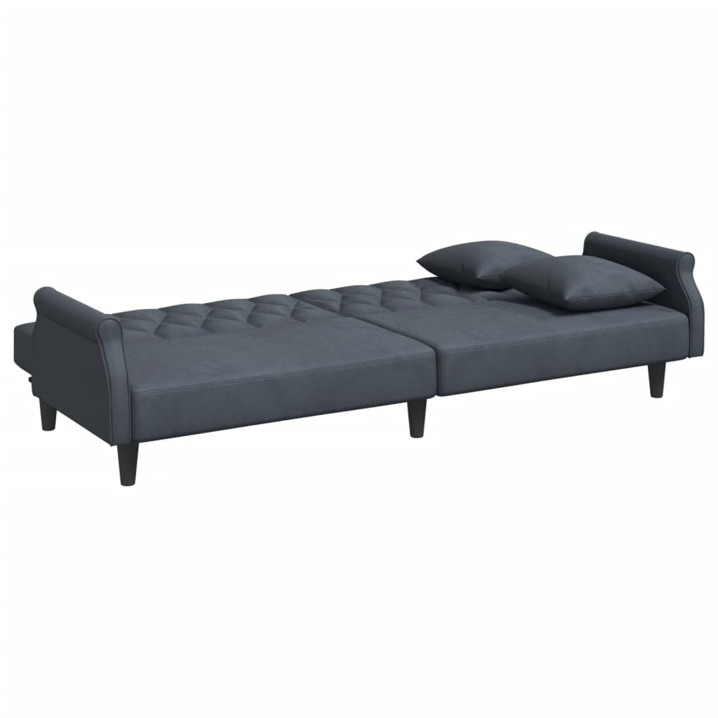 vidaXL Sofá-cama com apoio de braços veludo cinzento-escuro