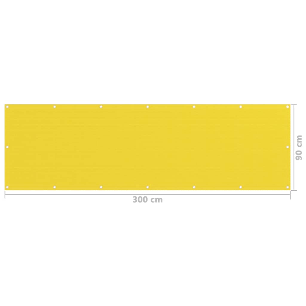 vidaXL Tela de varanda 90x300 cm PEAD amarelo