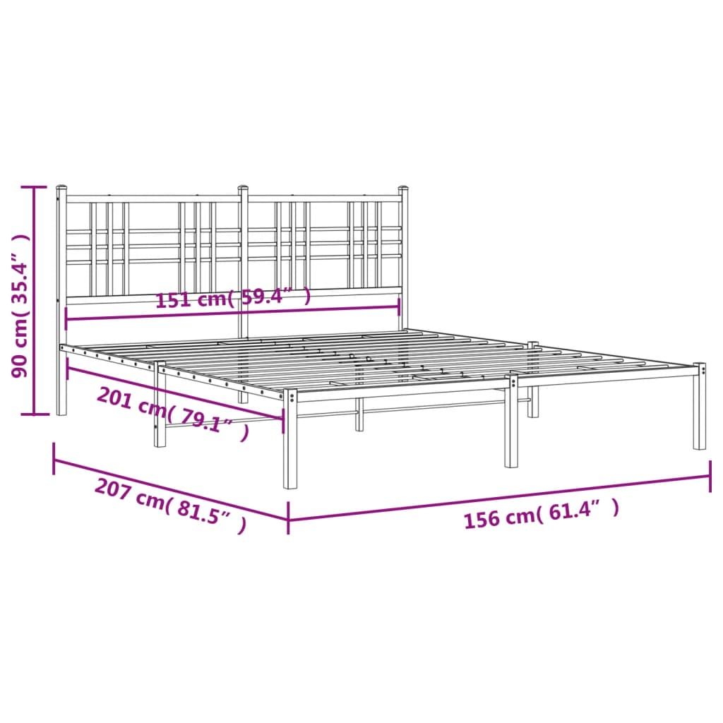 vidaXL Estrutura de cama com cabeceira 150x200 cm metal branco