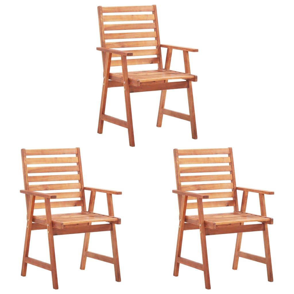 vidaXL Cadeiras jantar p/ jardim 3 pcs madeira acácia maciça