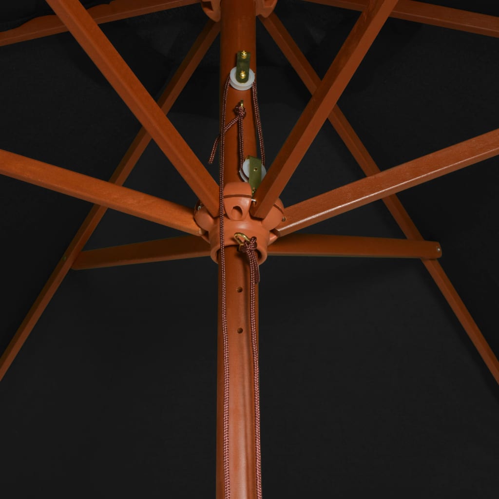 vidaXL Guarda-sol de exterior c/ poste de madeira 200x300 cm preto