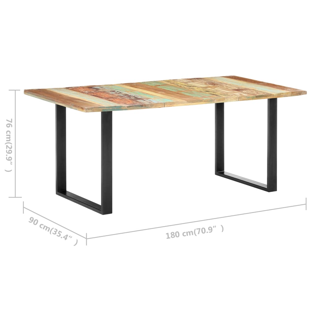 vidaXL Mesa de jantar 180x90x76 cm madeira recuperada maciça