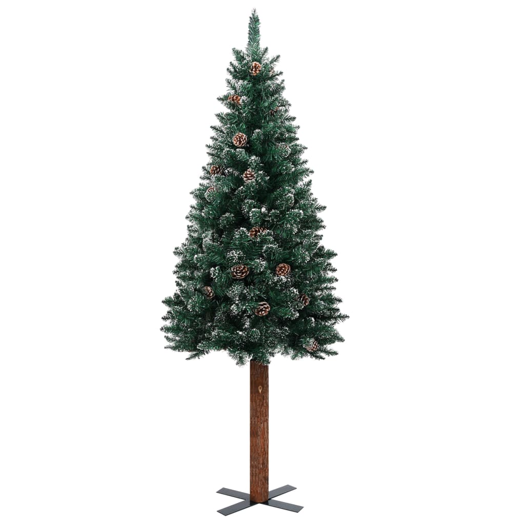 vidaXL Árvore de Natal fina pré-iluminada com bolas 150 cm verde
