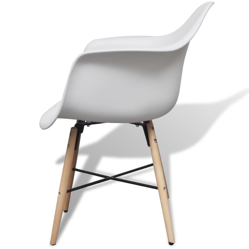 vidaXL Cadeiras de jantar 6 pcs plástico branco e madeira de faia