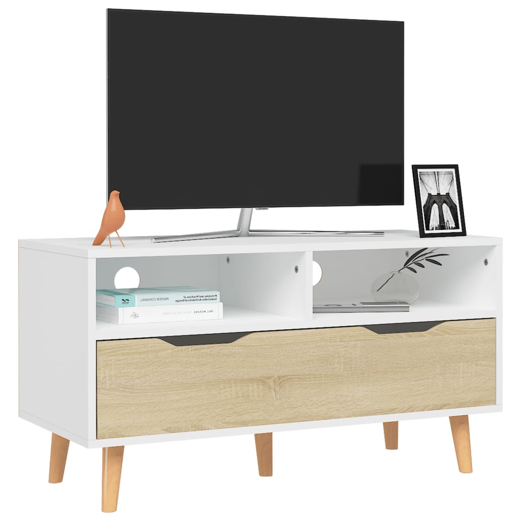 vidaXL Móvel de TV 90x40x48,5 cm derivados de madeira branco/sonoma