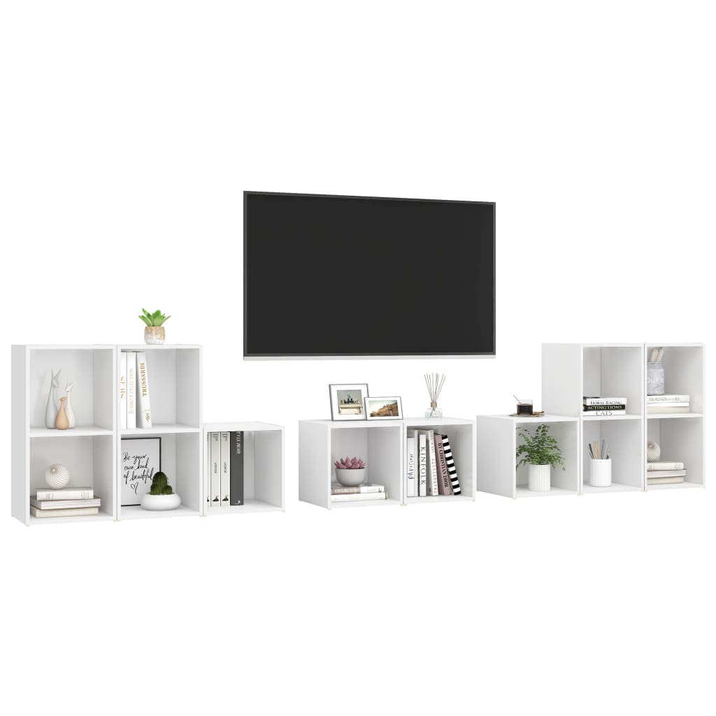 vidaXL 8 pcs conjunto de móveis para TV contraplacado branco