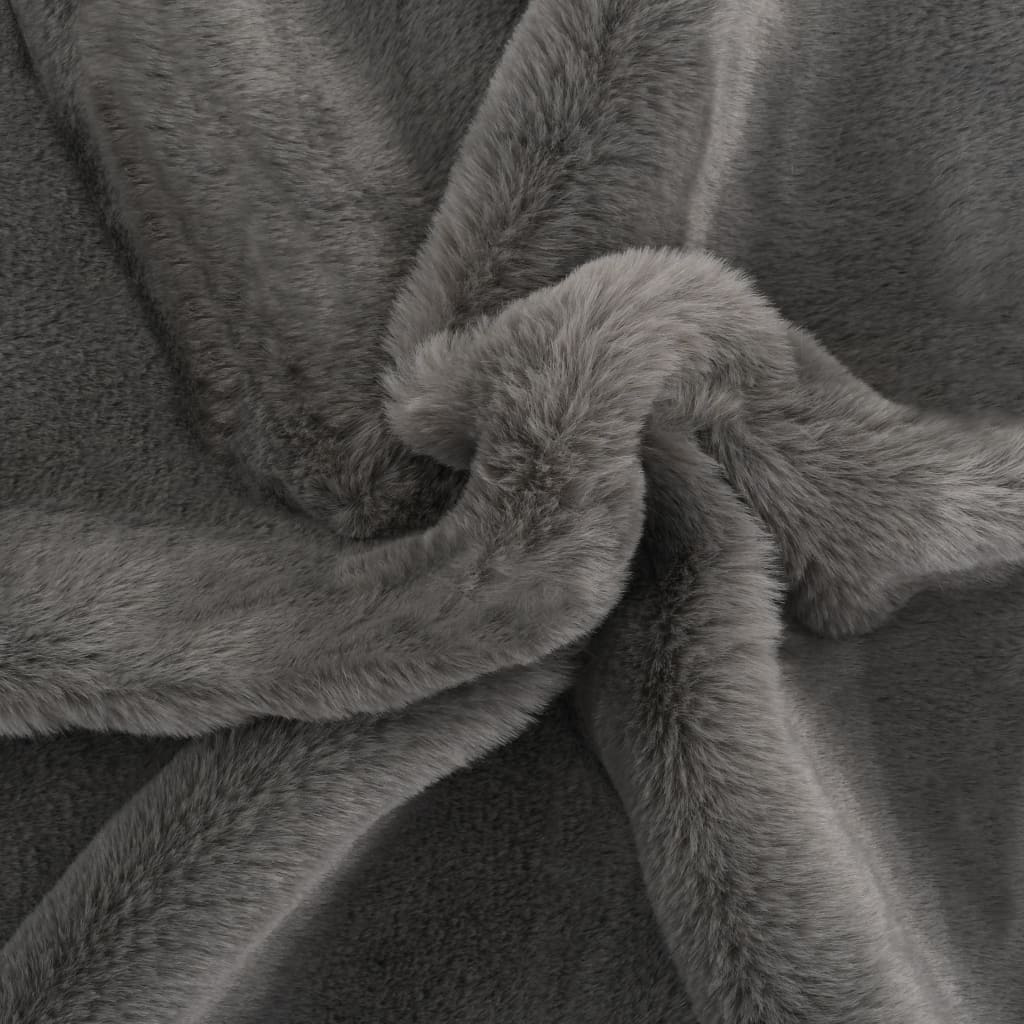 vidaXL Manta em pele de coelho artificial 100x150 cm cinza-escuro