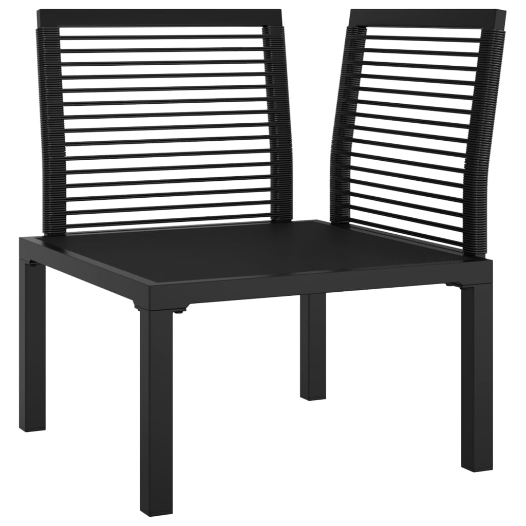 vidaXL Cadeira de canto p/ jardim c/ almofadões vime PE preto e cinza