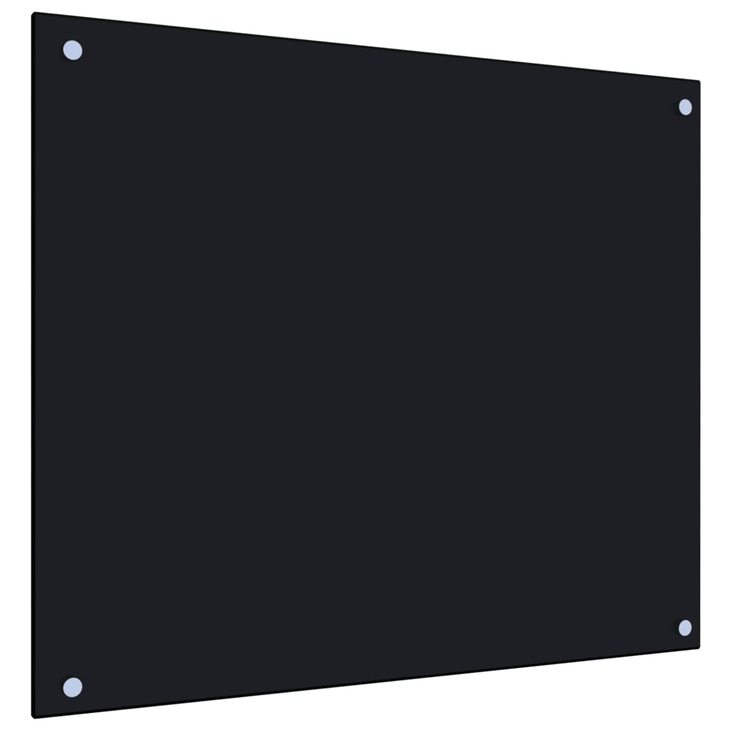 vidaXL Painel anti-salpicos de cozinha 70x60 cm vidro temperado preto