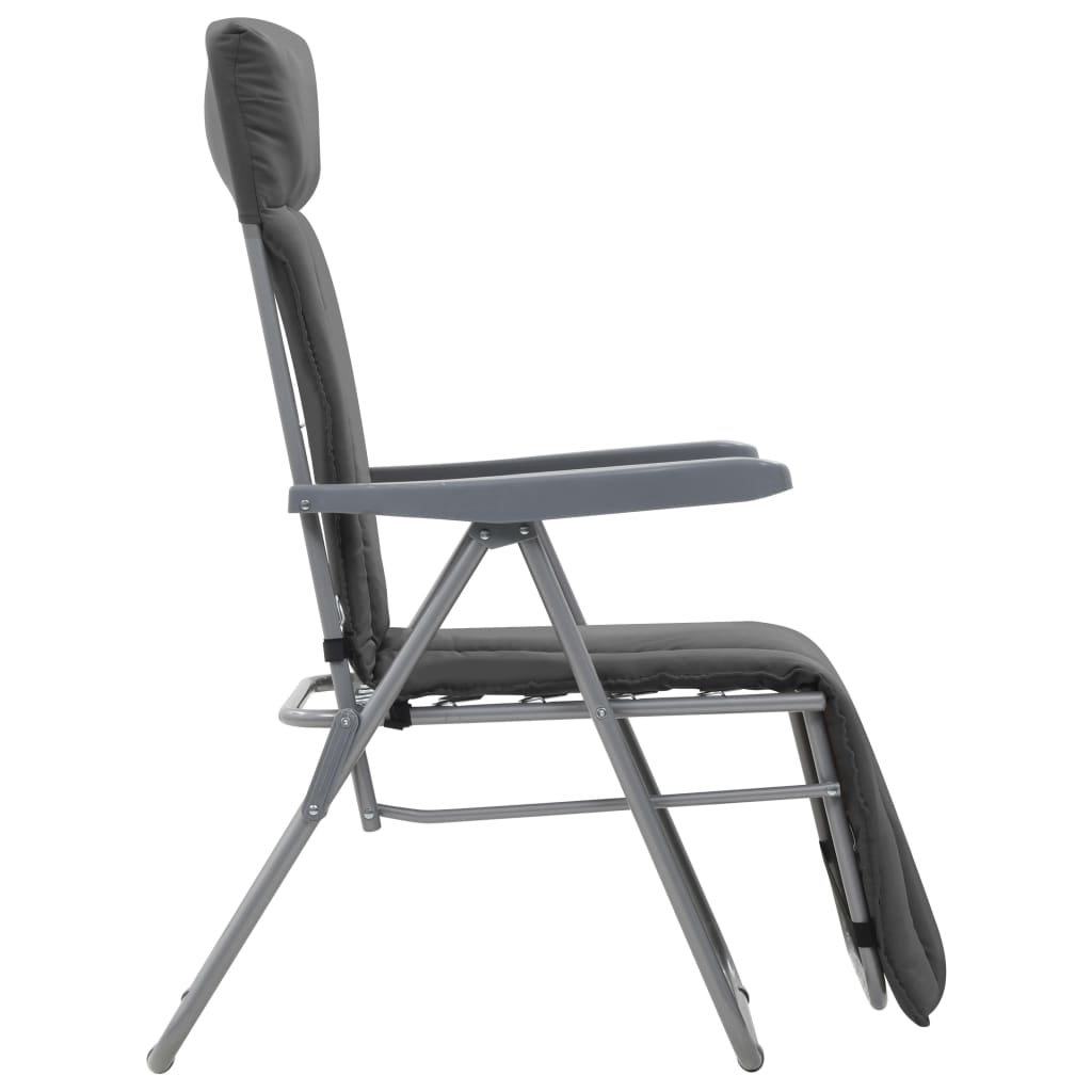 vidaXL Cadeiras de jardim dobráveis com almofadões 2 pcs cinzento
