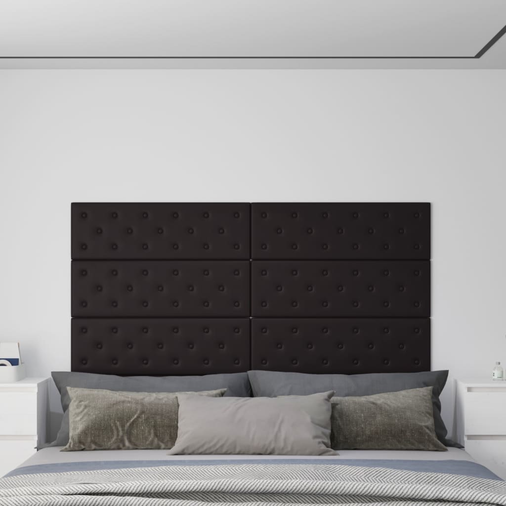 vidaXL Painel de parede 12 pcs 90x30 cm couro artificial 3,24 m² preto