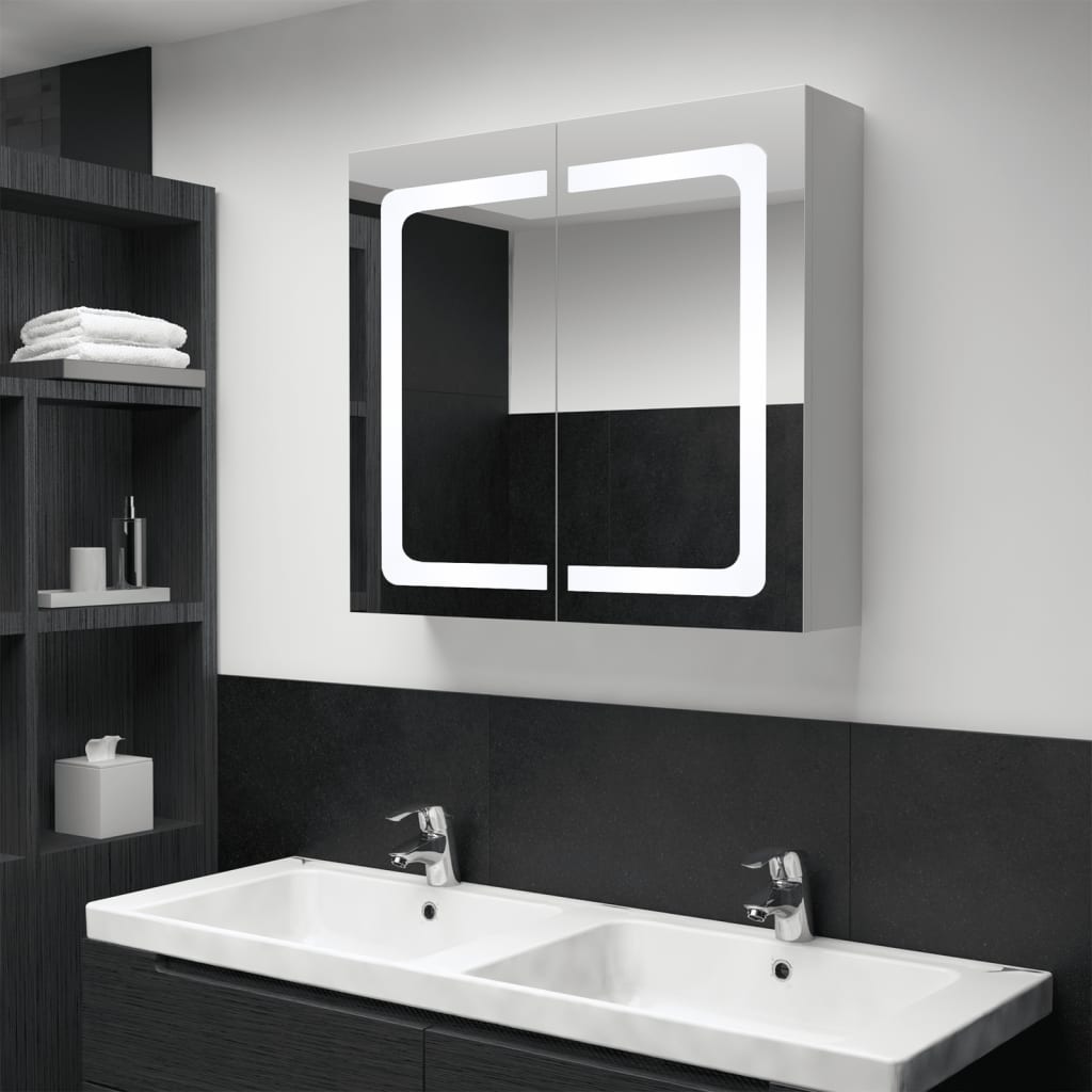 vidaXL Armário espelhado para casa de banho com LED 80x12,2x68 cm