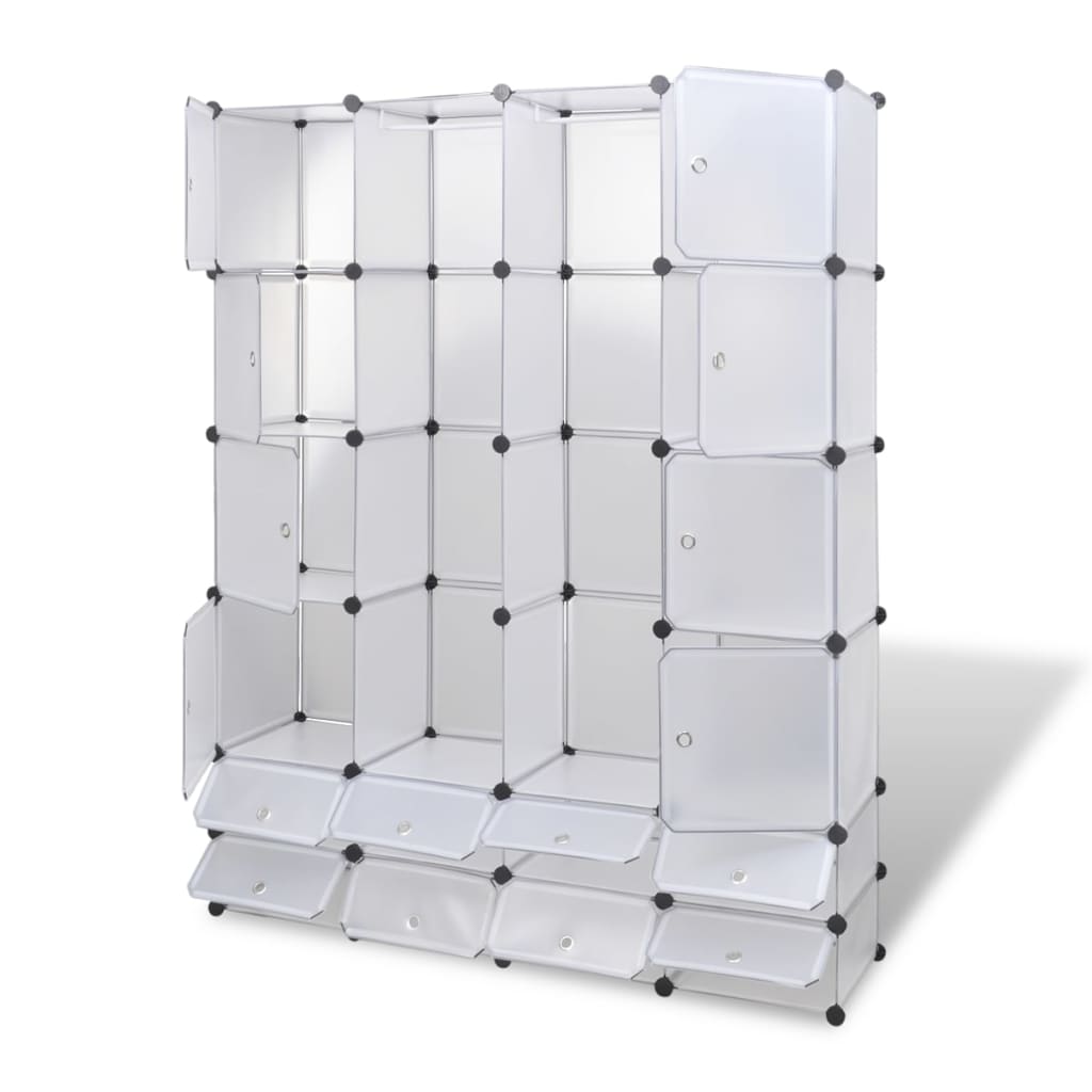 vidaXL Armário plástico modular 18 gavetas 37x146x180,5cm branco
