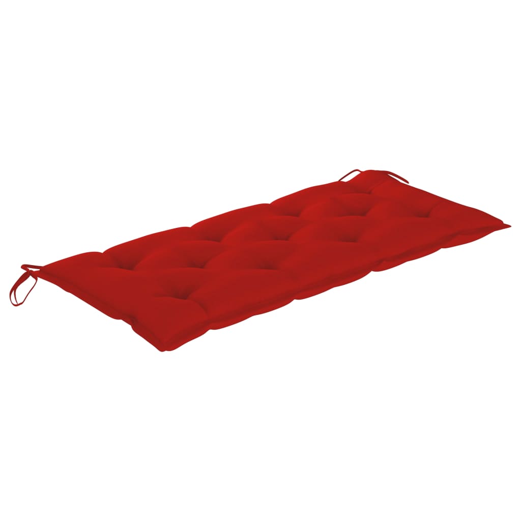 vidaXL Banco de baloiçar c/ almofadão vermelho 120cm teca maciça
