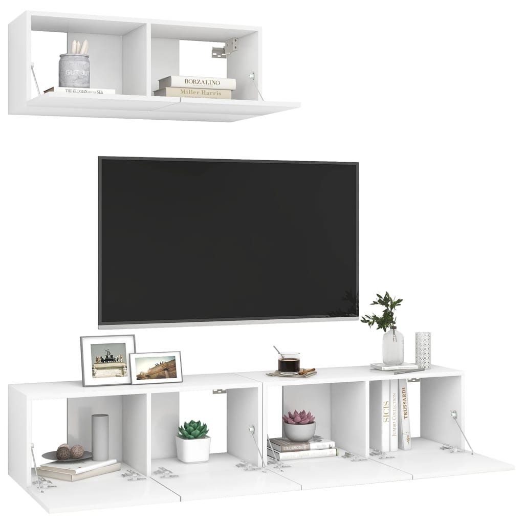 vidaXL Móveis de TV 3 pcs derivados de madeira branco