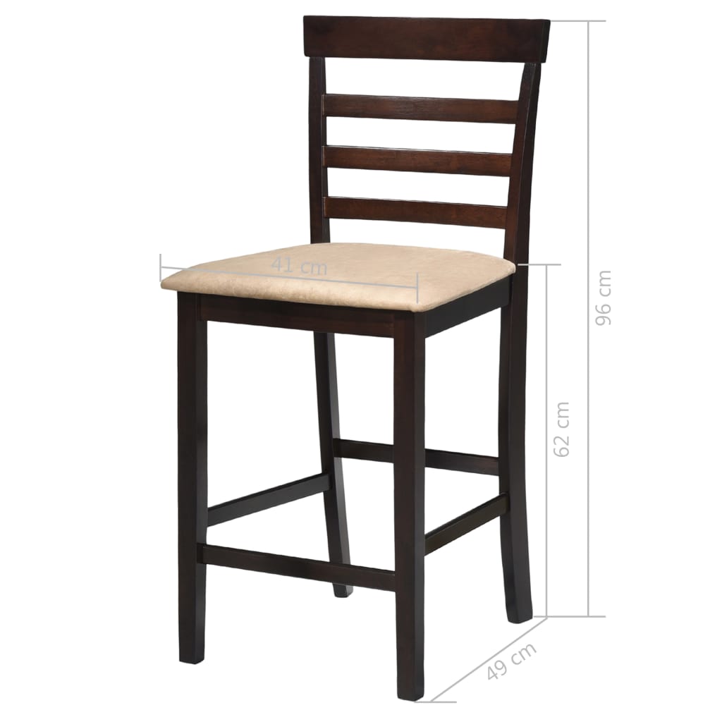 vidaXL Mesa e cadeiras de bar 5 pcs madeira maciça castanho escuro