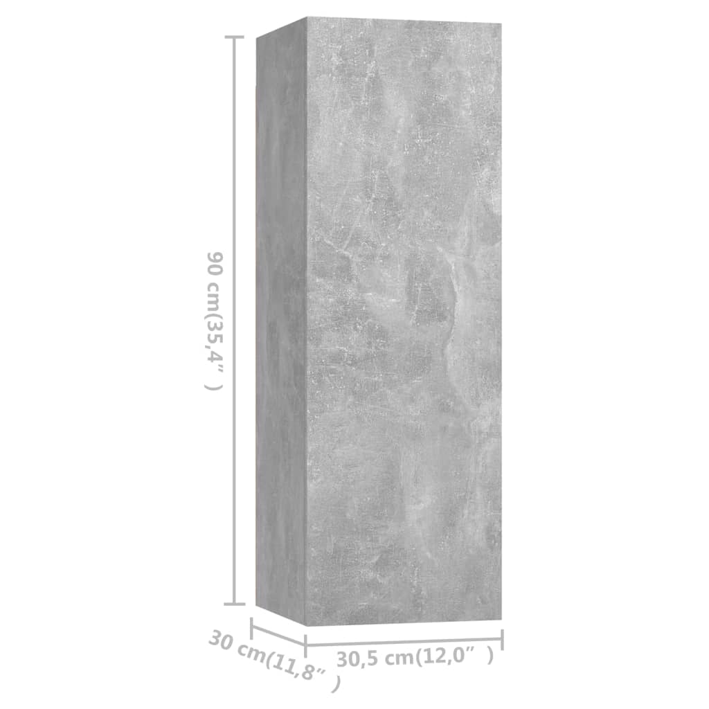 vidaXL Móvel de TV 30,5x30x90 cm contraplacado cinzento cimento
