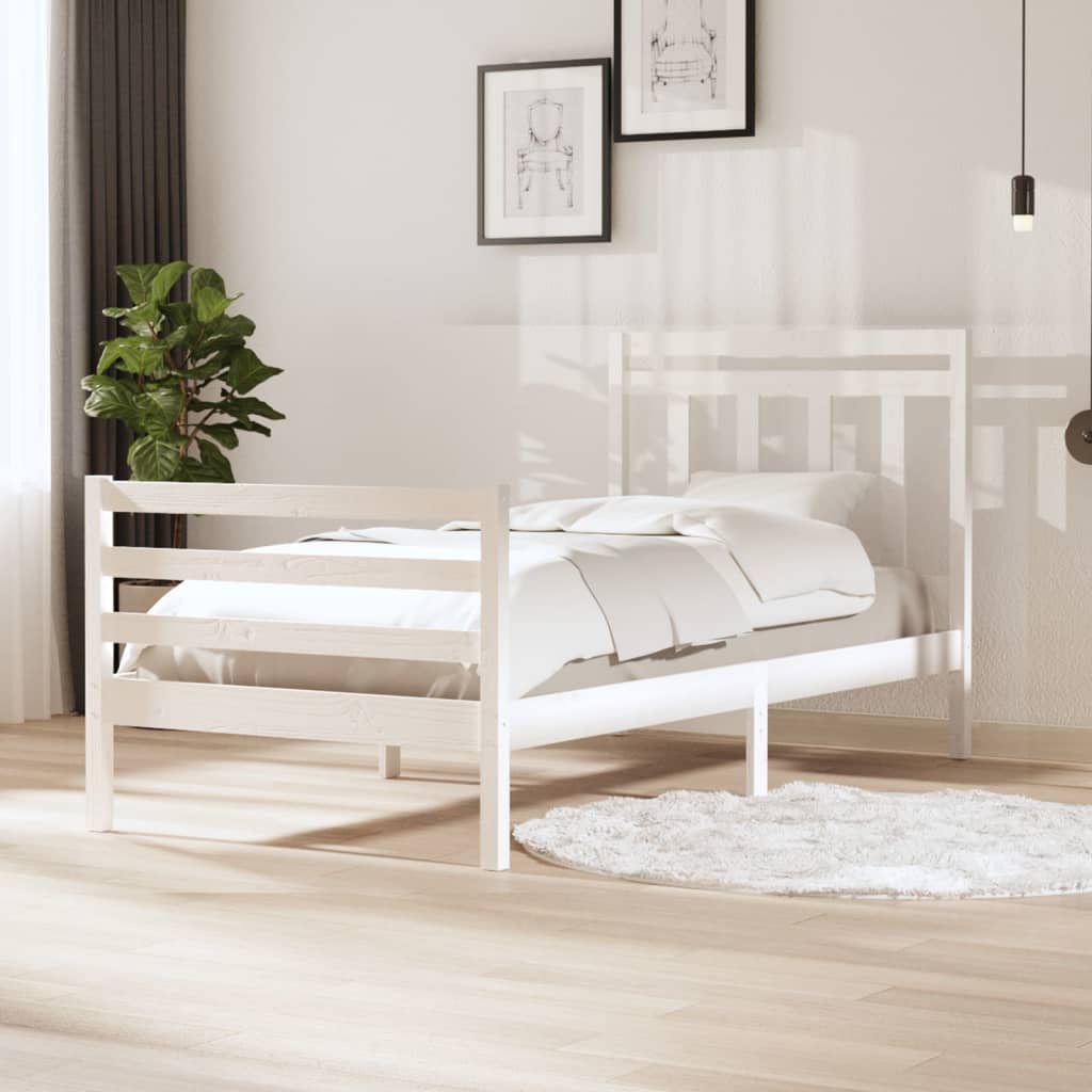 vidaXL Estrutura de cama 100x200 cm madeira maciça branco