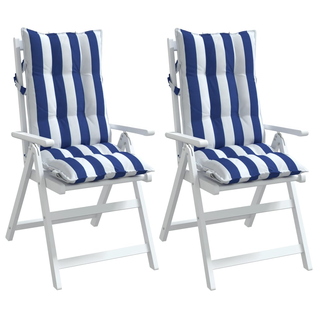 vidaXL Almofadões cadeira encosto alto 2 pcs tecido oxford azul/branco
