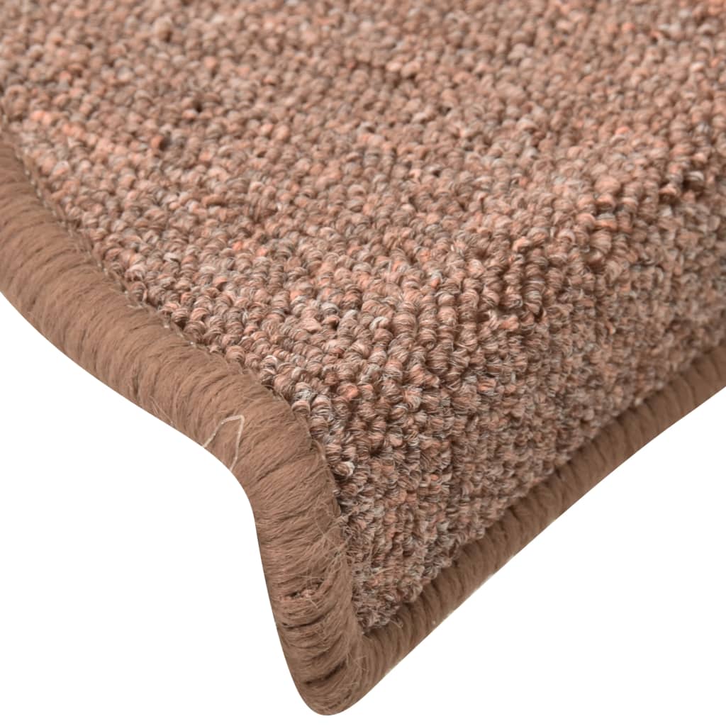 vidaXL Tapete/carpete para degraus 15 pcs 56x17x3 cm castanho