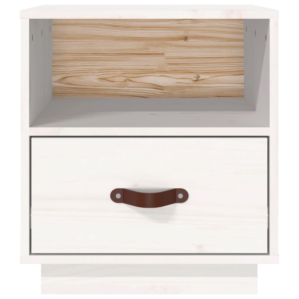vidaXL Mesa de cabeceira 40x34x45 cm madeira de pinho maciça branco
