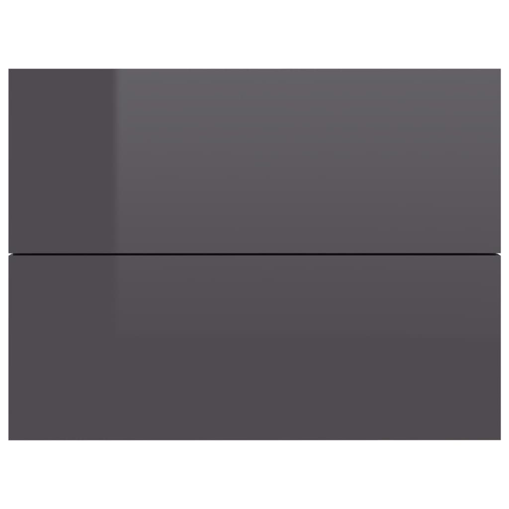 vidaXL Mesa de cabeceira 40x30x30 cm contraplacado cinzento brilhante