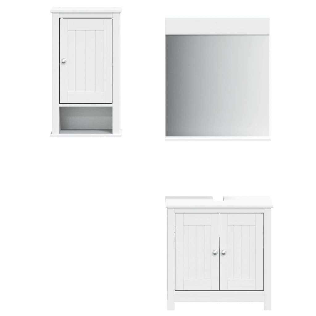 vidaXL 3 pcs conjunto de móveis para WC BERG pinho maciço branco