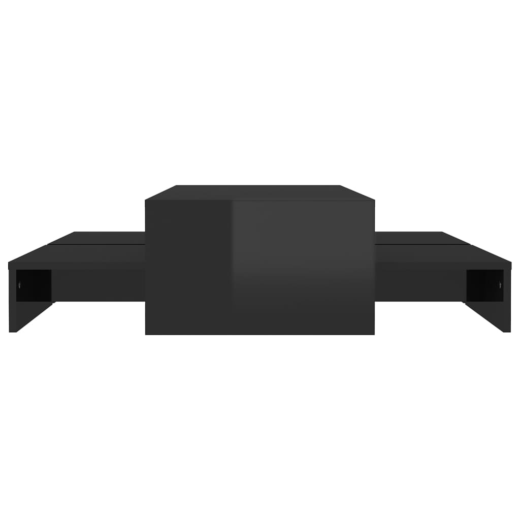 vidaXL Conjunto de mesas de centro 100x100x26,5 cm preto brilhante