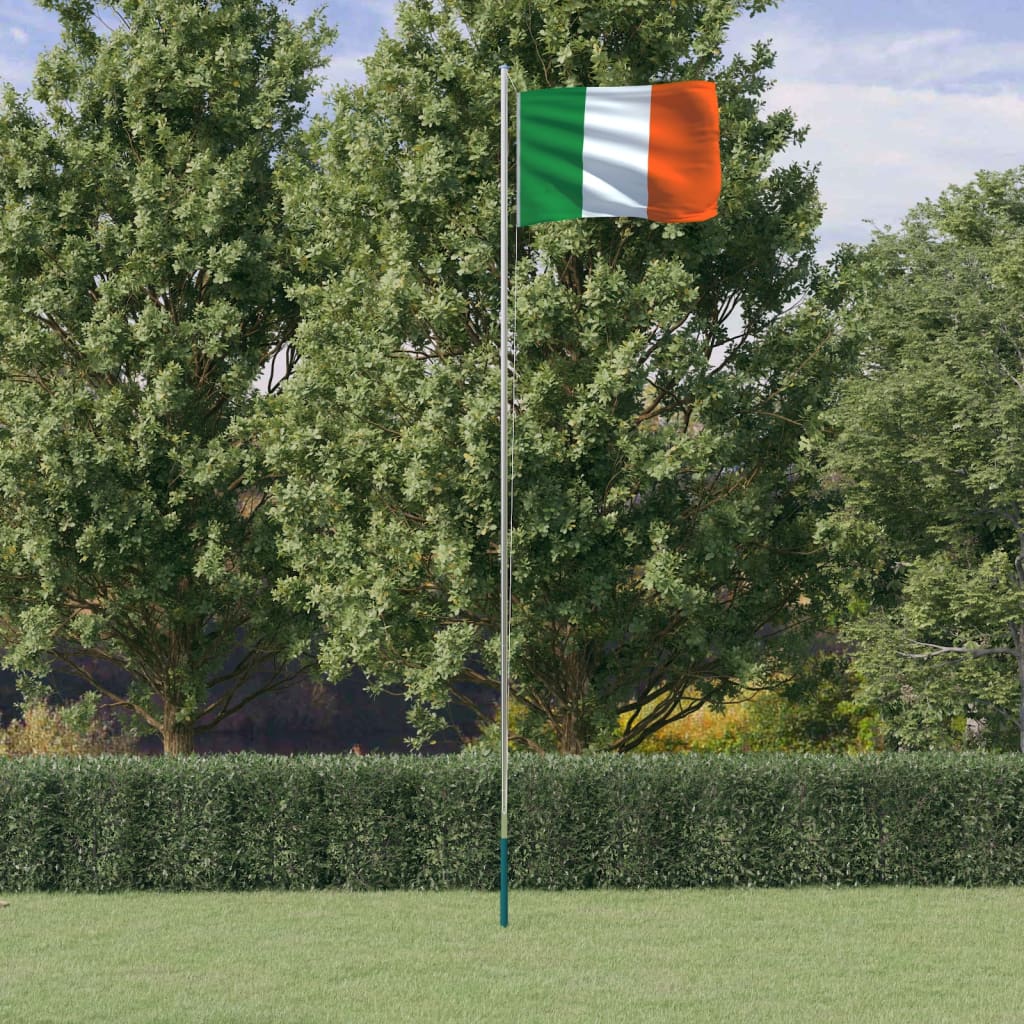 vidaXL Bandeira da Irlanda e mastro 6,23 m alumínio
