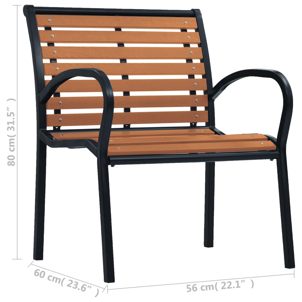 vidaXL Cadeiras de jardim 2 pcs aço e WPC preto e castanho